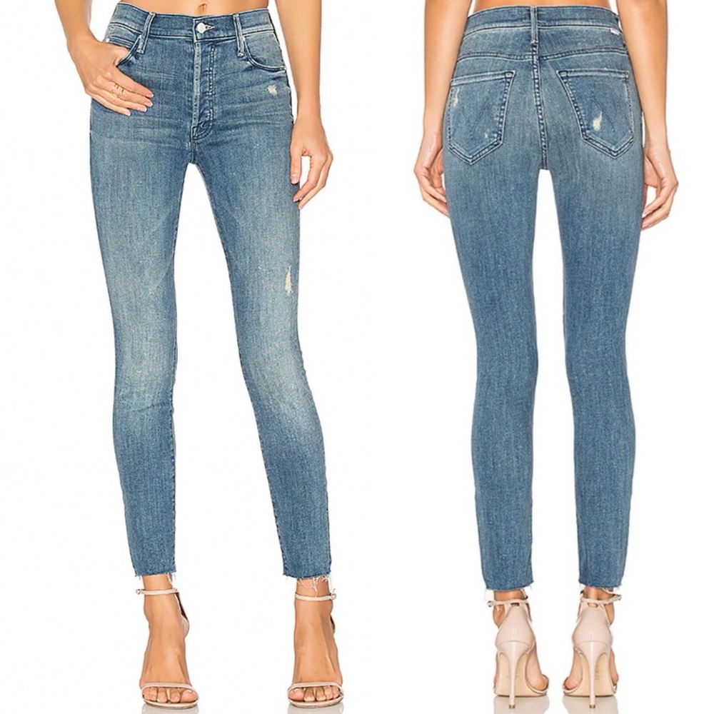 Mother The Stunner Ankle Fray Distressed Skinny Jeans Graffiti Girl